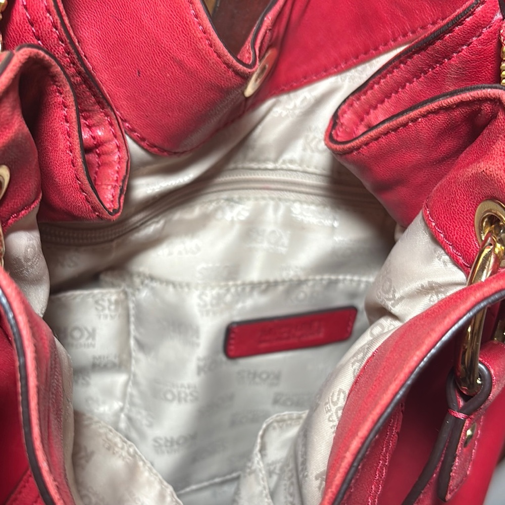 MICHAEL Michael Kors Red Leather Hobo Shoulder Bag - Picture 9 of 15